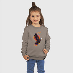 Свитшот хлопковый детский Орел парящая птица абстракция, цвет: утренний латте — фото 2