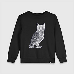 Свитшот хлопковый детский Кошка сова, цвет: черный
