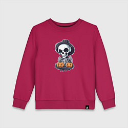 Свитшот хлопковый детский Скелет на Хэллоуин, цвет: маджента