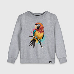 Свитшот хлопковый детский Акварельный попугай, цвет: меланж
