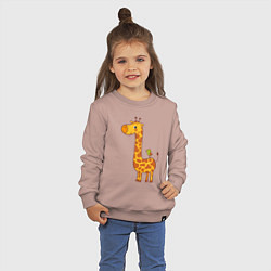 Свитшот хлопковый детский Жираф и птичка, цвет: пыльно-розовый — фото 2