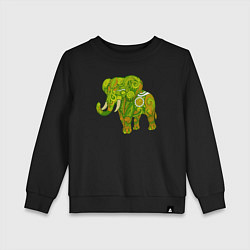 Свитшот хлопковый детский Зелёный слон, цвет: черный