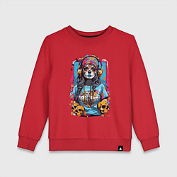 Свитшот хлопковый детский Девушка с черепами в стиле Калавера, цвет: красный
