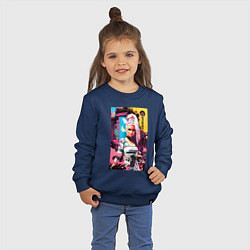 Свитшот хлопковый детский Barbie vs Oppenheimer - meme, цвет: тёмно-синий — фото 2