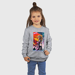 Свитшот хлопковый детский Барби против Оппенгеймера - мем - нейросеть, цвет: меланж — фото 2