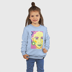 Свитшот хлопковый детский Женский портрет с полевыми цветами, цвет: мягкое небо — фото 2