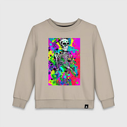 Свитшот хлопковый детский Funny skeleton - pop art, цвет: миндальный