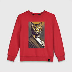 Детский свитшот Крутой котяра - джентльмен - нейросеть