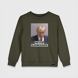Свитшот хлопковый детский Трамп в тюрьме, цвет: хаки