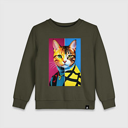 Детский свитшот Портрет модного кота - поп-арт