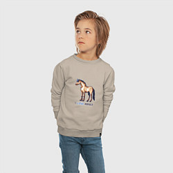 Свитшот хлопковый детский Пиксель лошадка, цвет: миндальный — фото 2