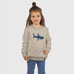 Свитшот хлопковый детский Трайбл акула призрак, цвет: миндальный — фото 2
