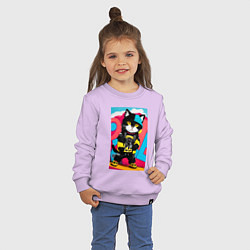 Свитшот хлопковый детский Котёнок-художник - поп-арт, цвет: лаванда — фото 2