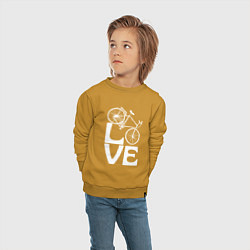 Свитшот хлопковый детский Любовь велосипедиста, цвет: горчичный — фото 2