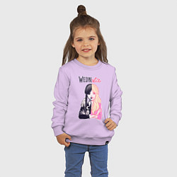 Свитшот хлопковый детский Уэнсдей и Барби - сплит, цвет: лаванда — фото 2