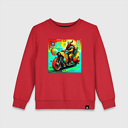 Свитшот хлопковый детский Викинг на мотоцикле, цвет: красный