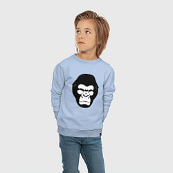 Свитшот хлопковый детский Голова гориллы гравюра, цвет: мягкое небо — фото 2