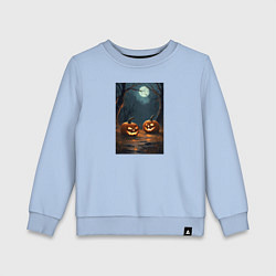 Свитшот хлопковый детский Две жуткие тыквы ждут Хэллоуина, цвет: мягкое небо