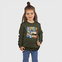 Свитшот хлопковый детский Ламборджини в стиле, цвет: хаки — фото 2