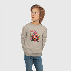 Свитшот хлопковый детский Christmas angry dragon, цвет: миндальный — фото 2