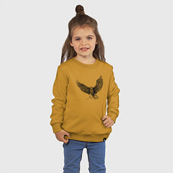 Свитшот хлопковый детский Орёл машет крыльями, цвет: горчичный — фото 2