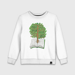 Свитшот хлопковый детский Read a book grow your mind, цвет: белый