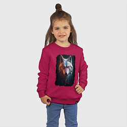 Свитшот хлопковый детский Психоделический волк, цвет: маджента — фото 2