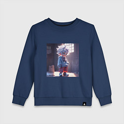 Свитшот хлопковый детский Killua Zoldyck аниме персонаж из Hunter x Hunter, цвет: тёмно-синий