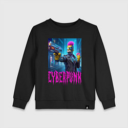 Детский свитшот Homer Simpson with a gun and a donut - cyberpunk -