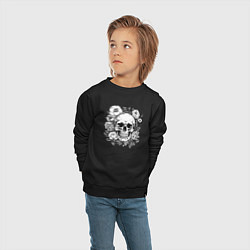 Свитшот хлопковый детский Skull in flowers from napalm 696, цвет: черный — фото 2