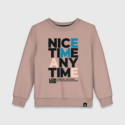Свитшот хлопковый детский Nice time, цвет: пыльно-розовый