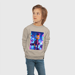 Свитшот хлопковый детский Bart Simpson with a skateboard - art punk, цвет: миндальный — фото 2