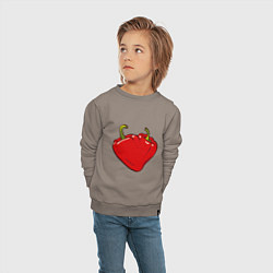 Свитшот хлопковый детский Сердце из красных перцев как символ любви к еде, цвет: утренний латте — фото 2