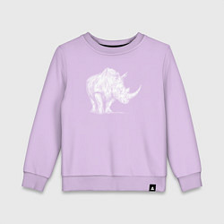 Свитшот хлопковый детский Белый носорог стоит, цвет: лаванда