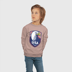 Свитшот хлопковый детский Орёл США, цвет: пыльно-розовый — фото 2