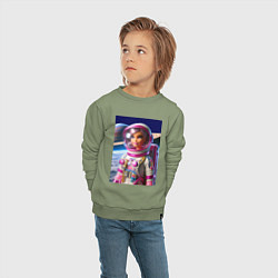 Свитшот хлопковый детский Барби - крутой космонавт, цвет: авокадо — фото 2