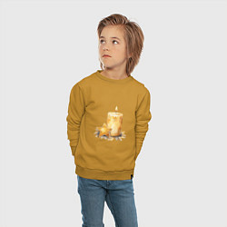 Свитшот хлопковый детский Праздничная свеча, цвет: горчичный — фото 2