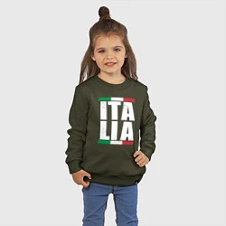 Свитшот хлопковый детский Italia, цвет: хаки — фото 2