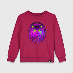 Детский свитшот Фиолетовый кот-индеец с ловцом снов