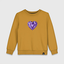 Свитшот хлопковый детский Фиолетовое алмазное сердце, цвет: горчичный