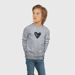 Свитшот хлопковый детский Рисованное чёрное сердце парное, цвет: меланж — фото 2