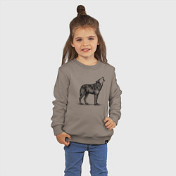Свитшот хлопковый детский Волк ночной, цвет: утренний латте — фото 2