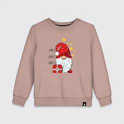 Свитшот хлопковый детский Милый гном с подарком, цвет: пыльно-розовый