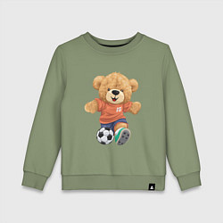 Свитшот хлопковый детский Плюшевый медвежонок футболист, цвет: авокадо