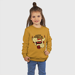 Свитшот хлопковый детский Bulls logo with hands, цвет: горчичный — фото 2