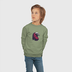 Свитшот хлопковый детский Красочный орел, цвет: авокадо — фото 2