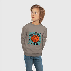 Свитшот хлопковый детский Basketball vibes, цвет: утренний латте — фото 2