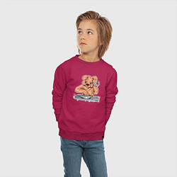 Свитшот хлопковый детский Пёсик диджей, цвет: маджента — фото 2