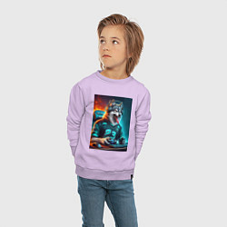 Свитшот хлопковый детский Волчара кибер спортсмен - нейросеть, цвет: лаванда — фото 2