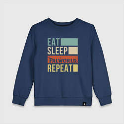 Свитшот хлопковый детский Eat sleep Palworld rpeat, цвет: тёмно-синий